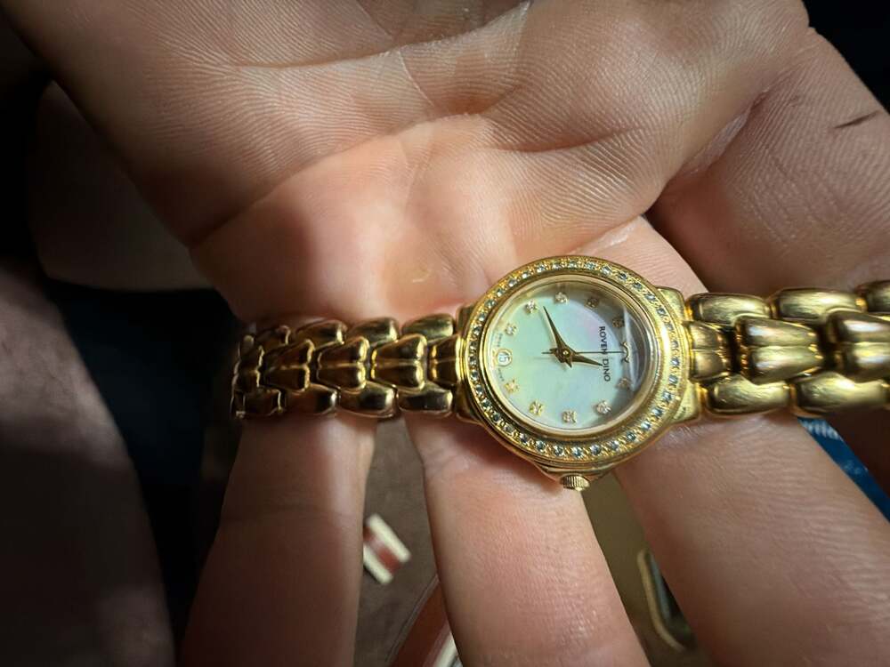 Roven Dino Strega Swiss Gold Tone Mother of Pearl Dial Diamond Bezel Women's